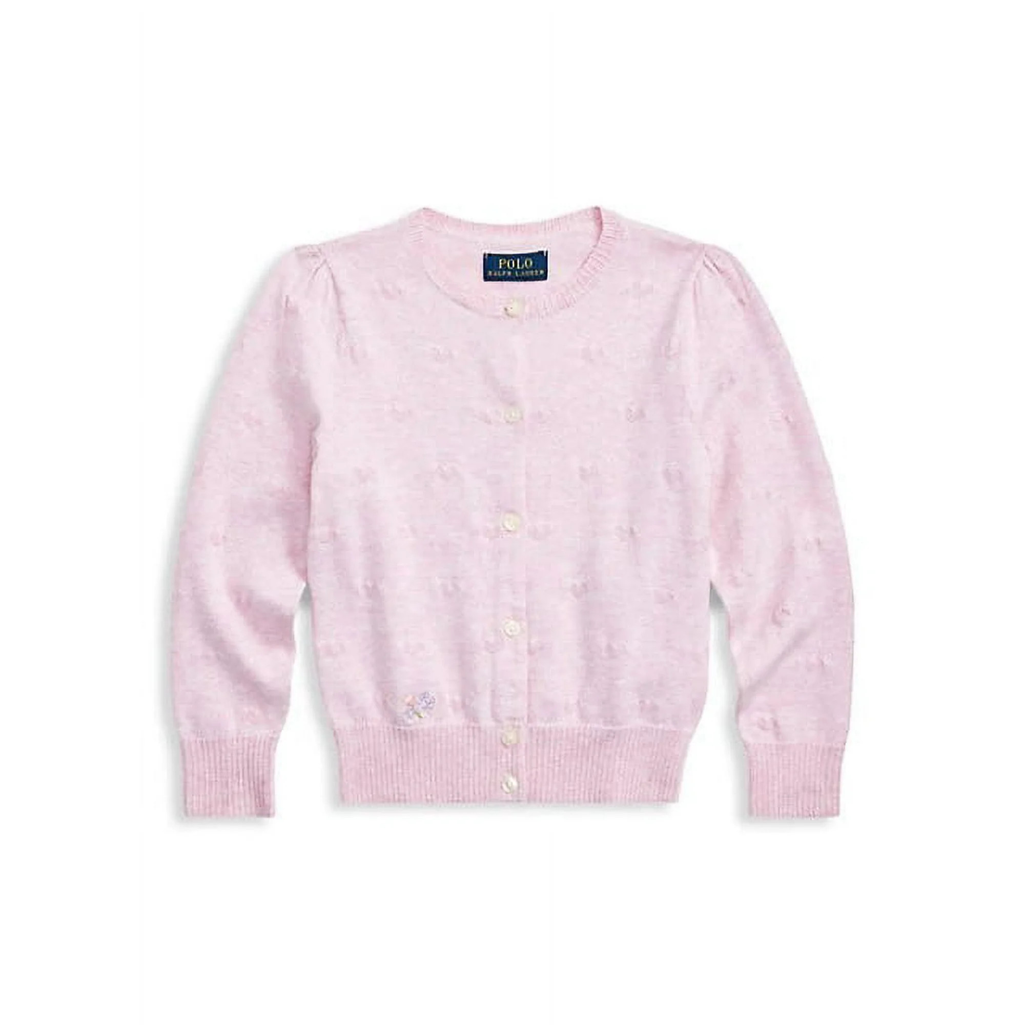 Ralph Lauren CARMEL PINK Girl's Knit-Hearts Pima Cardigan, US 2T - Walmart.com | Walmart (US)