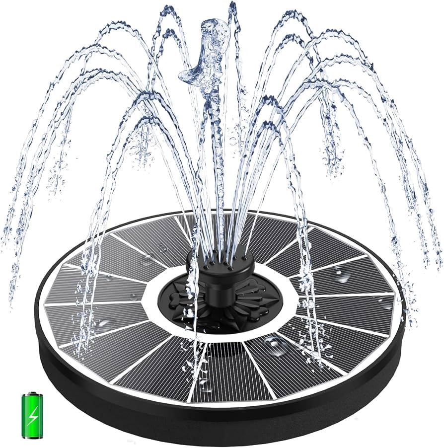Solar Fountain Pump with 2000 mAh Battery Backup Works in Shade, 3.5 W Glass Solar Powered Water ... | Amazon (US)