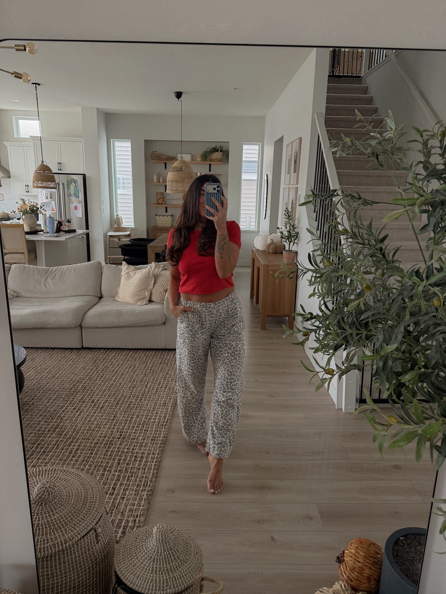 These pants are so comfy! 
Wearing M in bottoms & top