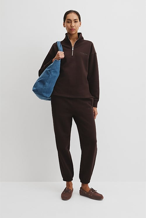 Australian Good Earth Cotton Zip Neck Sweat | Country Road