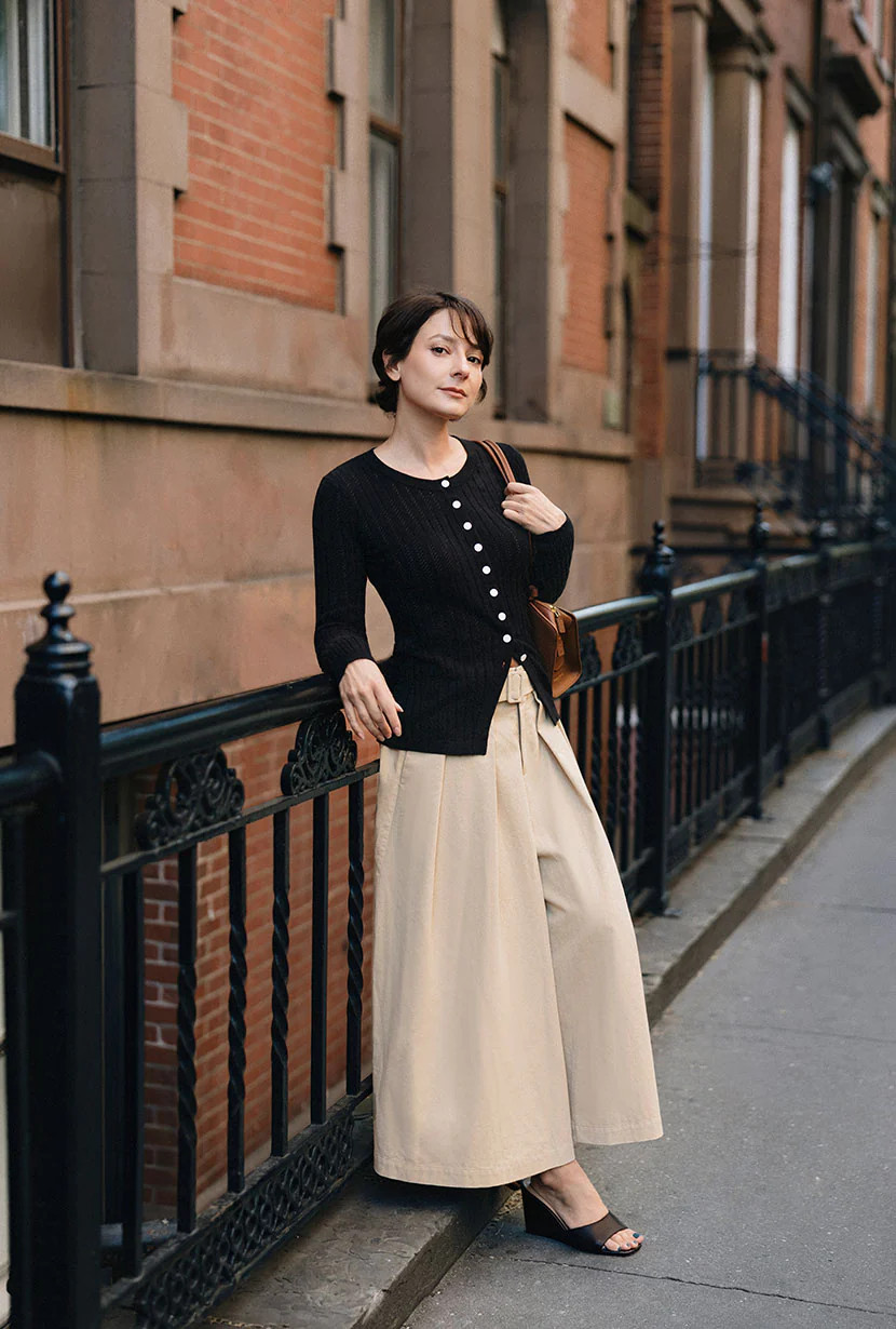 Delsie Cotton Knit Top - Black | Petite Studio NYC