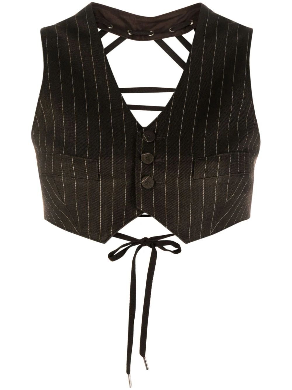 Jean Paul Gaultier Pinstripe Cropped Waistcoat - Farfetch | Farfetch Global