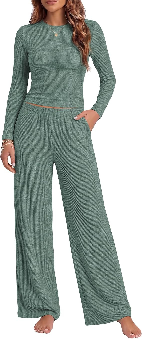 Ekouaer Lounge Sets for Women 2 Piece Long Sleeve Fall Pajamas Set | Amazon (US)