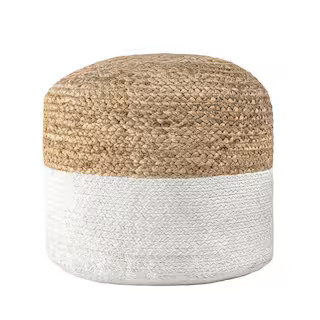 nuLOOM Janis Braided Jute Filled Ottoman Natural Round Pouf FRSVJT05A - The Home Depot | The Home Depot