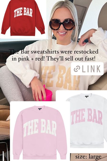 Blush varsity sweatshirt / pink the bar sweatshirt 
Size: large 