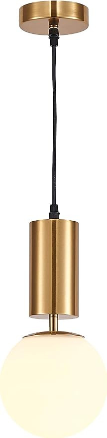Am-Light Modern Gold Finish Glass Globe Hanging Pendant Light, Perfect for Bedroom and Living Roo... | Amazon (UK)