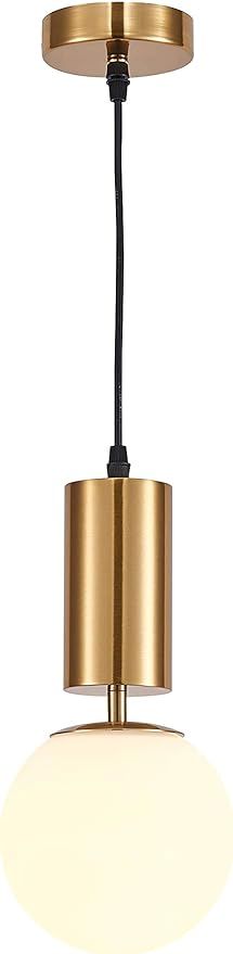 Am-Light Modern Gold Finish Glass Globe Hanging Pendant Light, Perfect for Bedroom and Living Roo... | Amazon (UK)