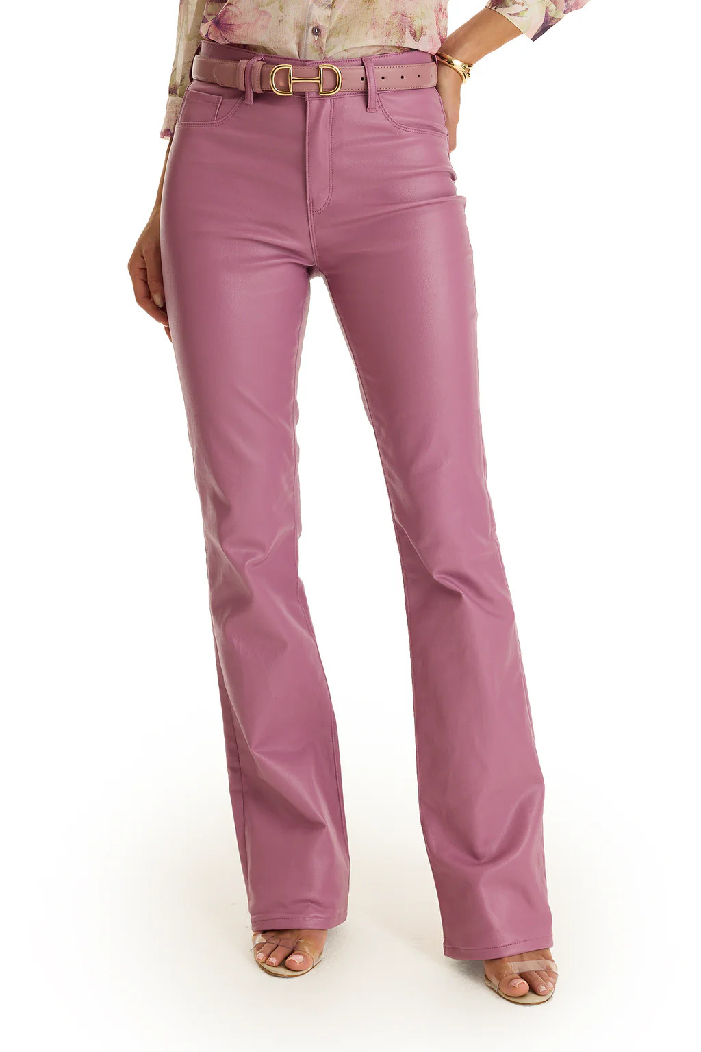 Aria Coated Flare Jean - Mauve | The Noli Shop