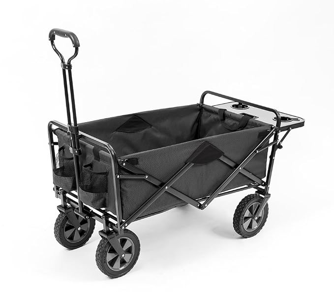 Mac Sports Collapsible Outdoor Utility Wagon with Folding Table and Drink Holders, Gray | Amazon (US)