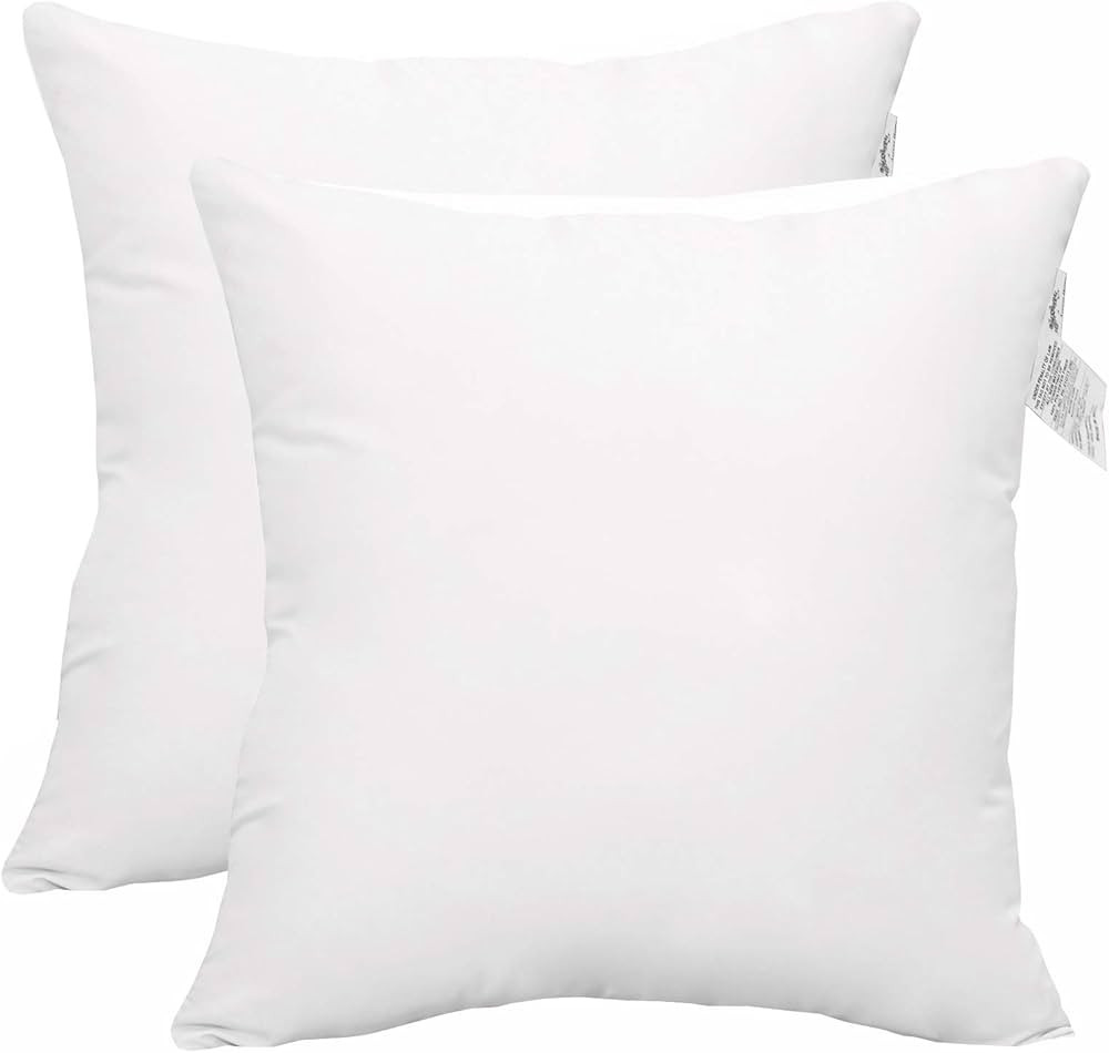 ACCENTHOME 18x18 Pillow Inserts (Pack of 2) Hypoallergenic Throw Pillows Forms | White Square Thr... | Amazon (US)