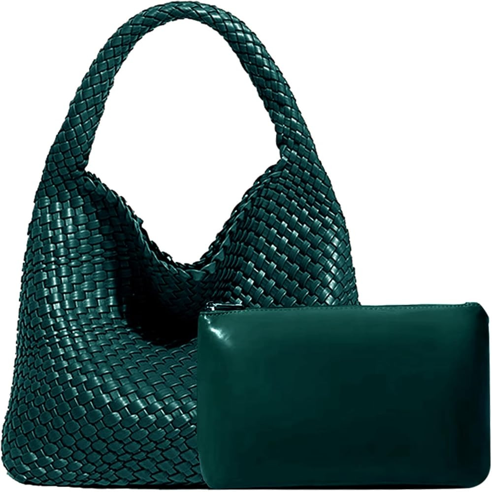 Women Vegan Leather Hand-Woven Tote Handbag Fashion Shoulder Top-handle Bag All-Match Underarm Ba... | Amazon (US)