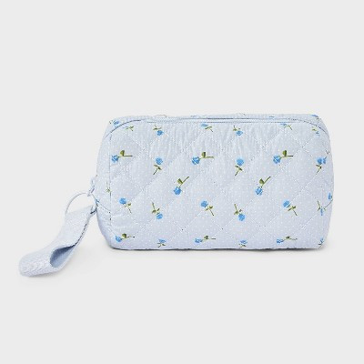 Girls' Floral Quilted Cosmetic Pouch - Cat & Jack™ Blue | Target