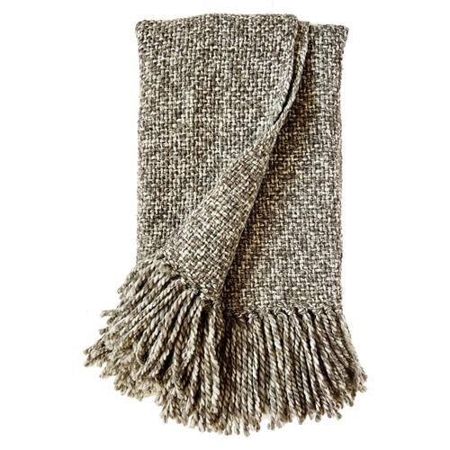 Catavento Ocampo Coastal Beach Grey Marble Pattern Wool Handwoven Throw Blanket | Kathy Kuo Home