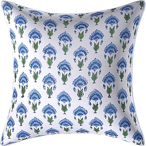 Charoli Enterprises Indian Handmade Cotton Cushion Cover Boho Floral Print Hand Block Pillow Case... | Amazon (US)