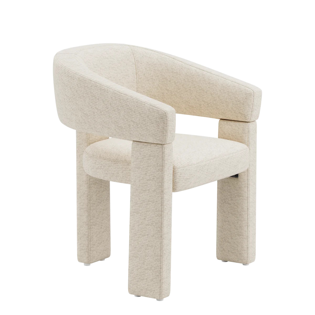 Upholstered Barrel Dining Chair with Arms, Curved Back Accent Chair, Textured Chenille Fabric, Pa... | Wayfair North America
