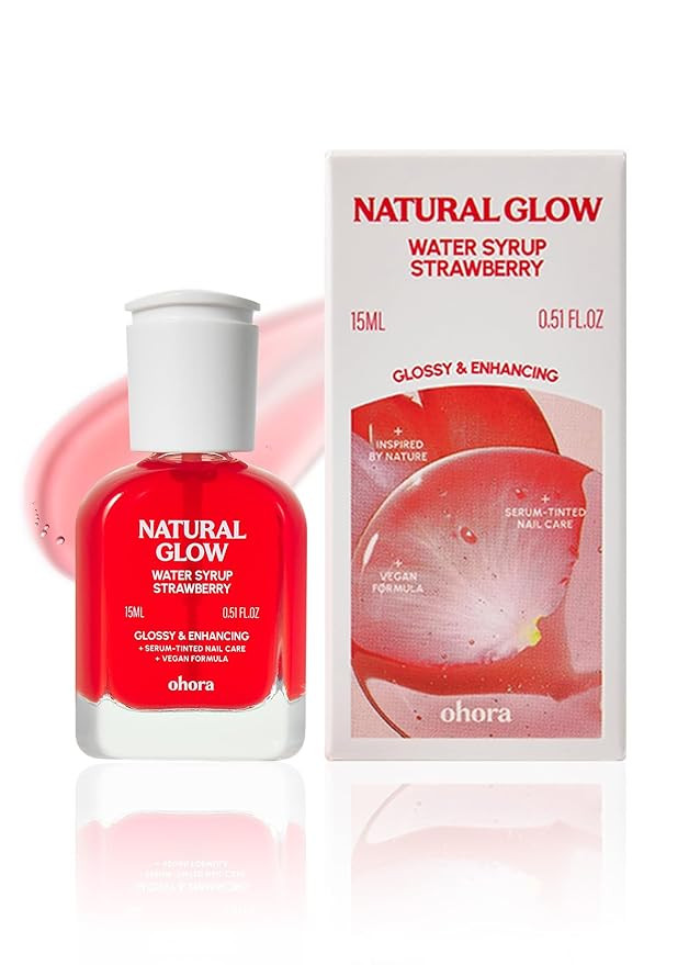 ohora Natural Glow Water Syrup Nail Strengthener (Strawberry) - Tinted Nail Hardener for Brittle,... | Amazon (US)