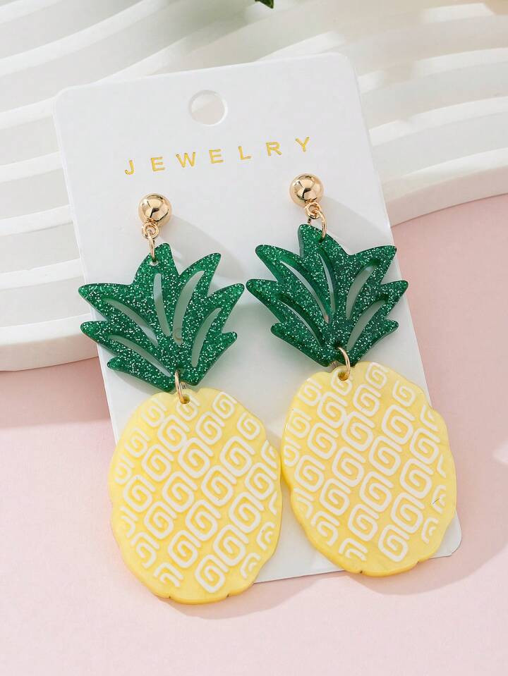 1 Pair Women's Fashion Pineapple Design Jewelry Earrings, Perfect Accessory For Beach Vacation, S... | SHEIN