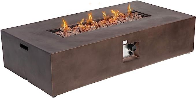 COSIEST Outdoor Propane Fire Pit Table 56-inch x 28-inch Rectangle Bronze Compact Concrete-Like F... | Amazon (US)