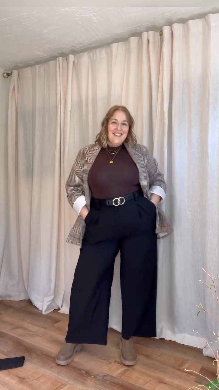 A classic corporate outfit🤎 I promise this bodysuit is easier to snap than it looks, I’m wearing size XL. Trousers are from Torrid a couple years ago but linked a current pair, and blazer is super old from a boutique so I’ve linked similar! 

#LTKWorkwear #LTKPlusSize #LTKMidsize