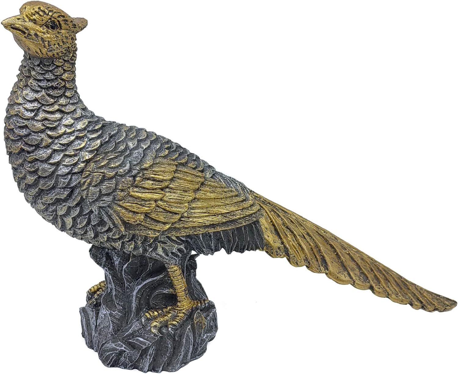 HOWFIELD Resin Pheasant Figurine Home Décor - 13" Big Bird Statue Animal Sculptures Figures Bron... | Amazon (US)