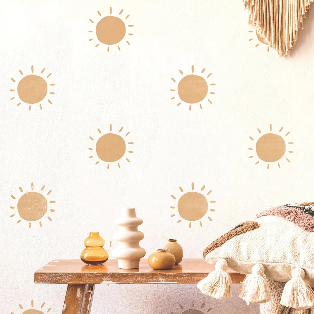 Dizzy Duck Boho Sunburst Sun Stencil for Nursery Wall Decor Reusable Kids Bedroom Boho Sun Repeat... | Etsy (UK)