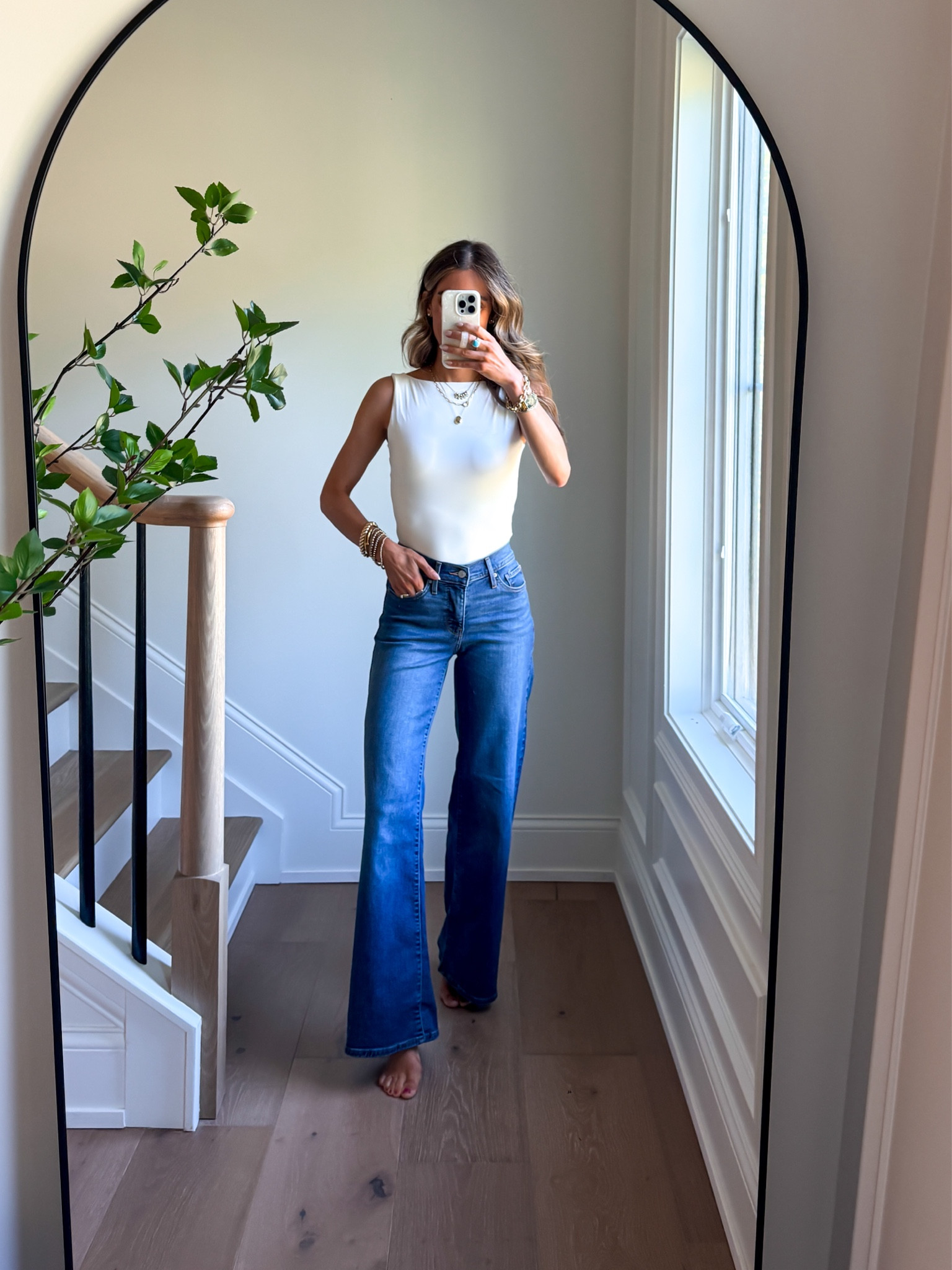 These anti-pooch stretchy jeans have a built in panel to hold everything in. They’re tight on the bum and loose on the legs. Come in lengths!

#LTKSaleAlert #LTKmomlife #LTKmorningroutine