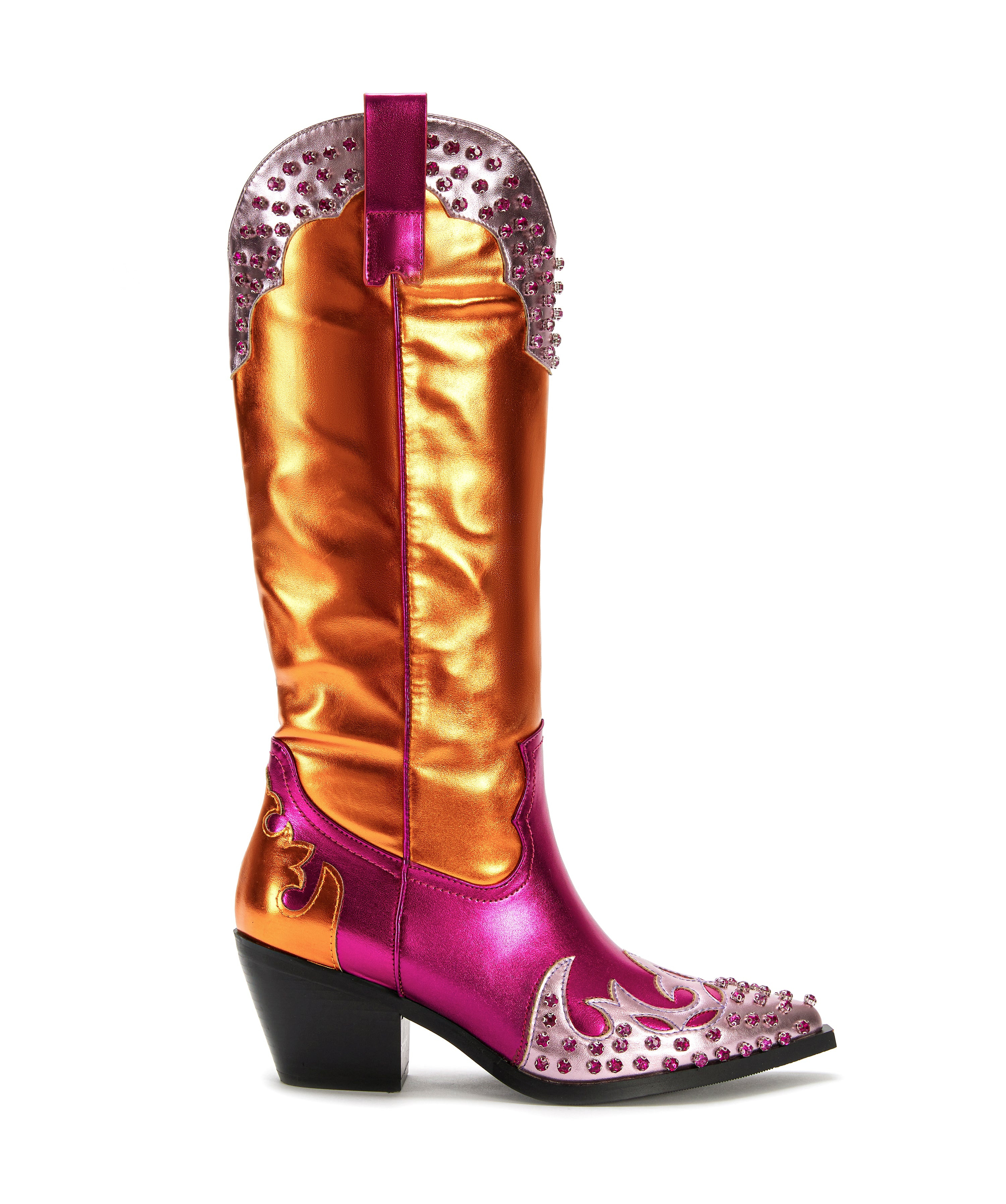 KNOX-PINKMULTI MIXED METALLIC WESTERN BOOT | Azalea Wang
