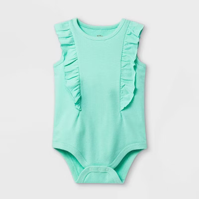Baby Girls' Ruffle Short Sleeve Bodysuit - Cat & Jack™ Mint | Target
