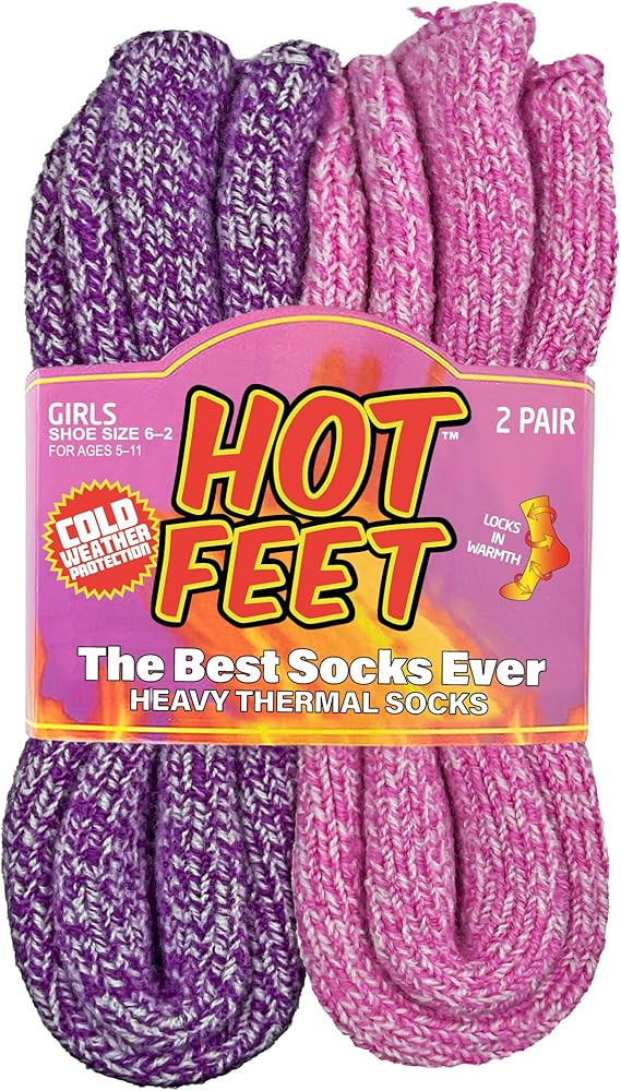 HOT FEET Kids Thermal Socks - Warm Winter Insulated Socks for Boys & Girls, Cozy & Thick Heated 2... | Amazon (US)