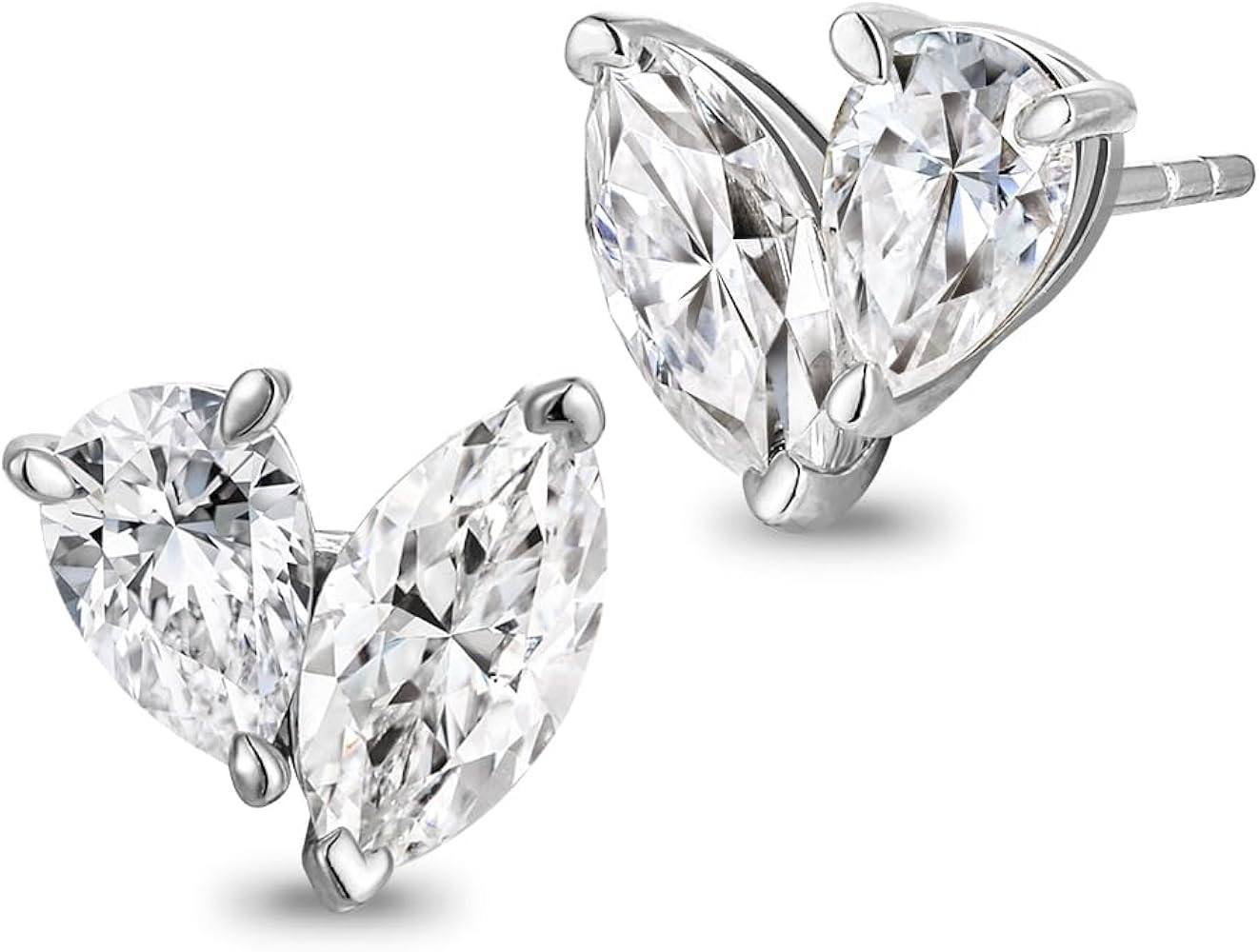 FWM D Color VVS1 Clarity Moissanite Toi Et Moi Stud Earrings for Women, Solid 925 Sterling Silver... | Amazon (US)