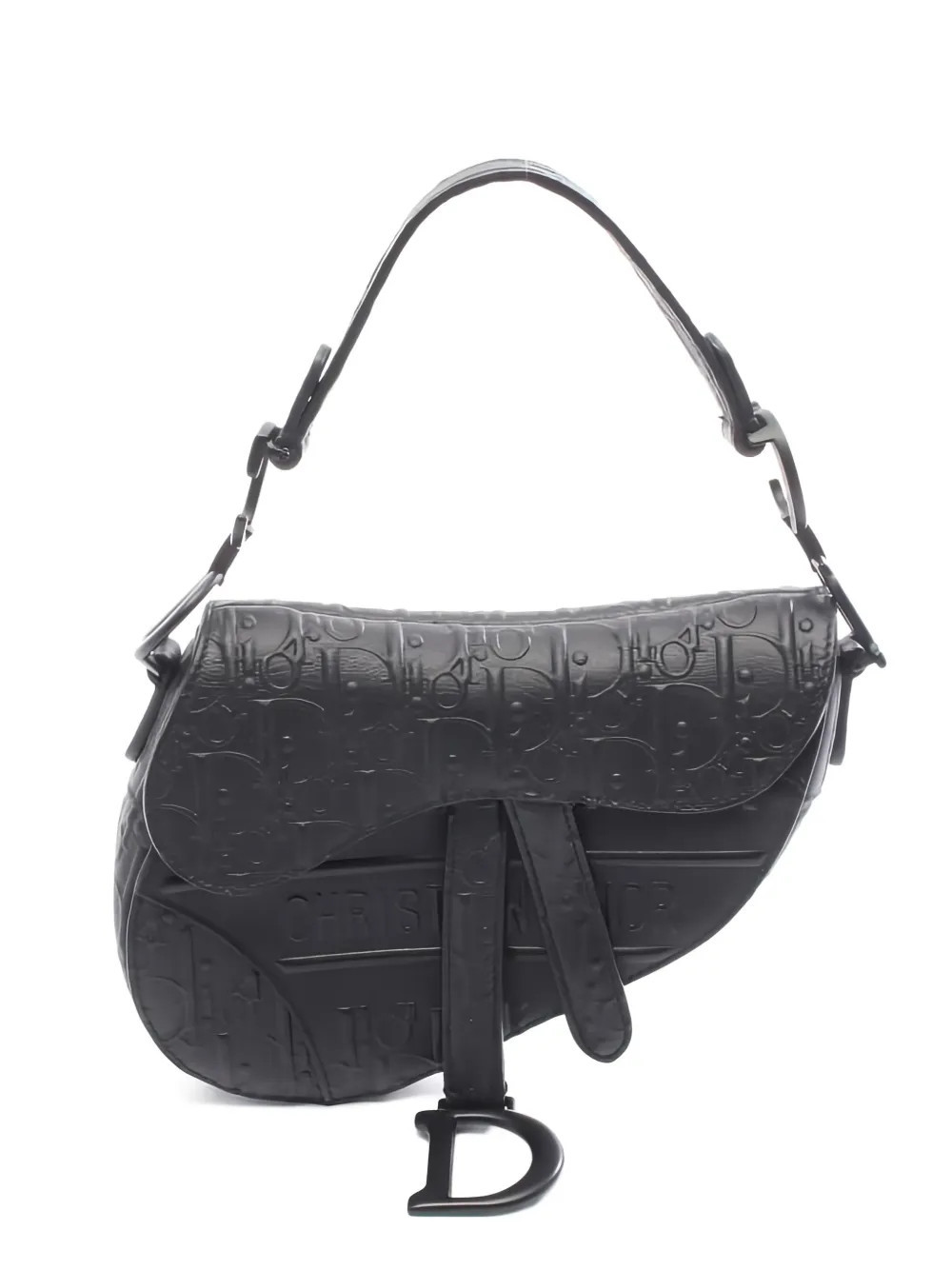Christian Dior Pre-Owned 2010s mini Oblique emboss saddle bag - Black | Farfetch Global