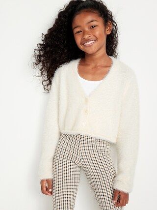 Cropped V-Neck Eyelash Cardigan Sweater for Girls | Old Navy (US)