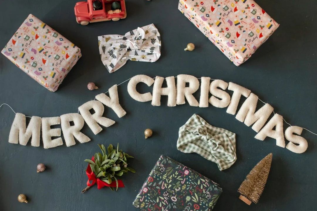 Handcrafted Felt Merry Christmas Garland Felt Bunting - Etsy | Etsy (US)