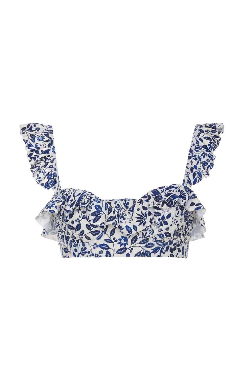 Margot Ruffled Floral-Print Bikini Top | Moda Operandi Global