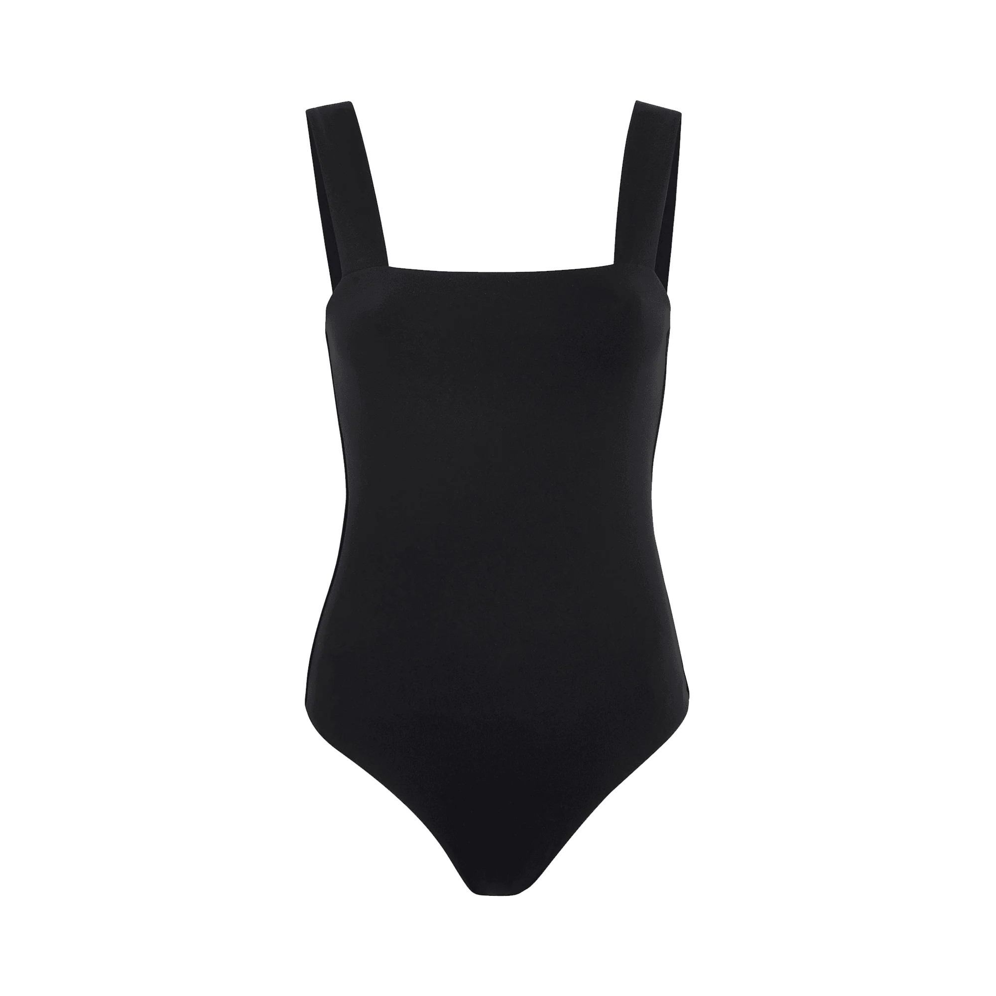 Square Neck Tank Bodysuit | Black | Nuuds US