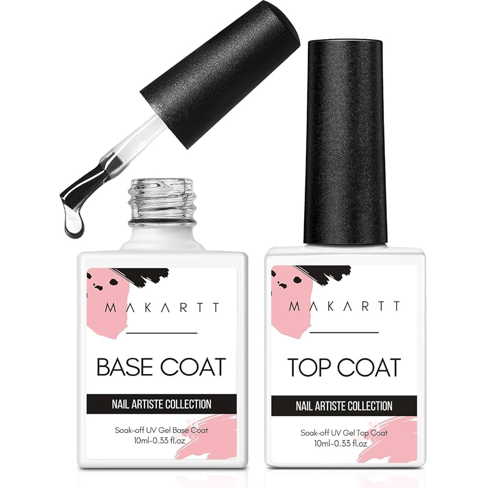 Makartt 2 Pcs Gel Top Coat and Base Coat Set - No Wipe Shine Finish Soak Off Base Top Coat Long L... | Amazon (US)