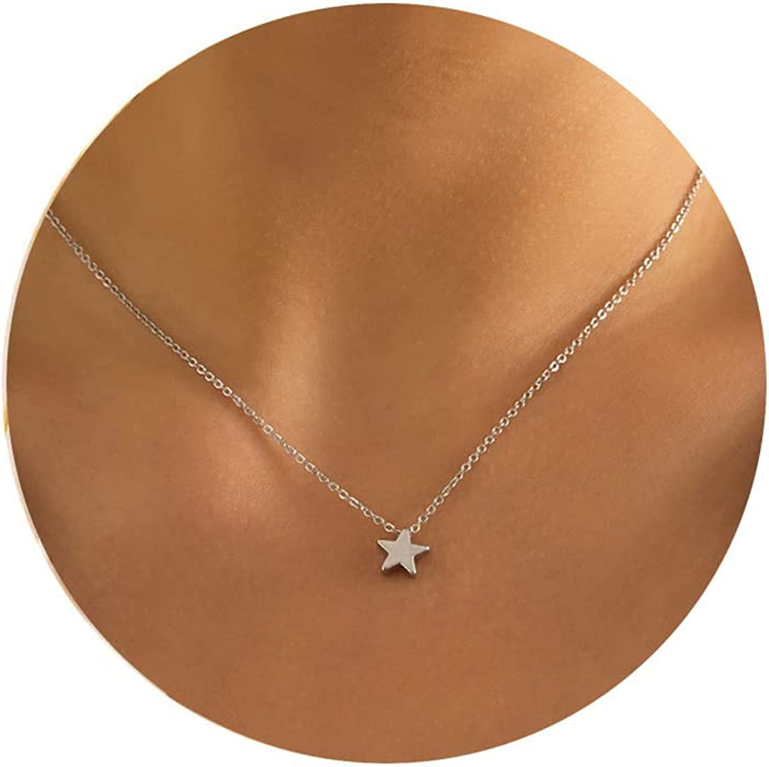 itianxi Dainty Bar Necklace for Women,Gold/Silver Cute Delicate Disc Necklcace,Trendy Elegant Dot... | Amazon (US)