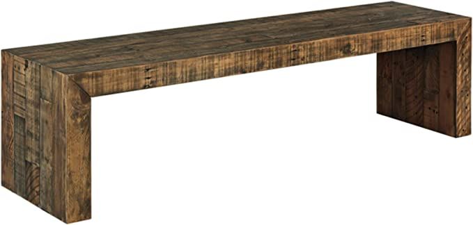 Signature Design by Ashley Sommerford Rustic Wood Dining Room Long Bench, Brown | Amazon (US)