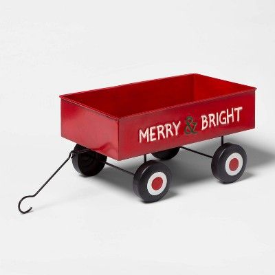 Large Merry & Bright Wagon Decorative Christmas Figurine Red - Wondershop™ | Target