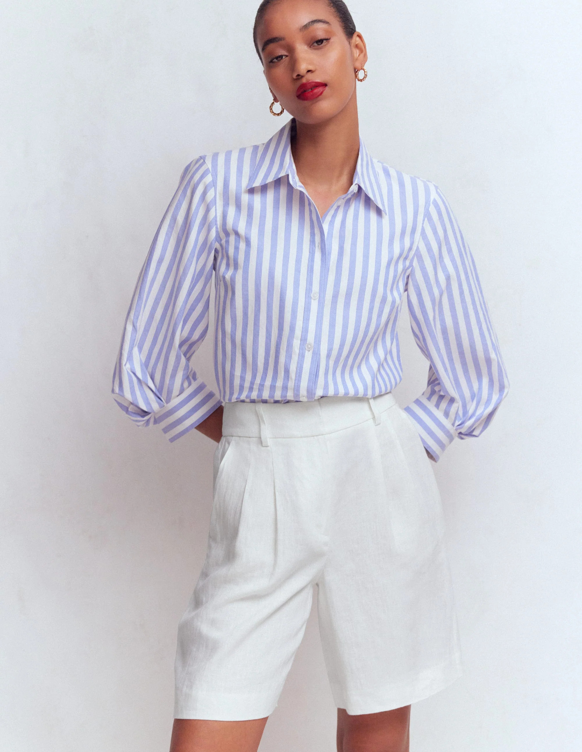 Kensington Linen Shorts-White | Boden UK