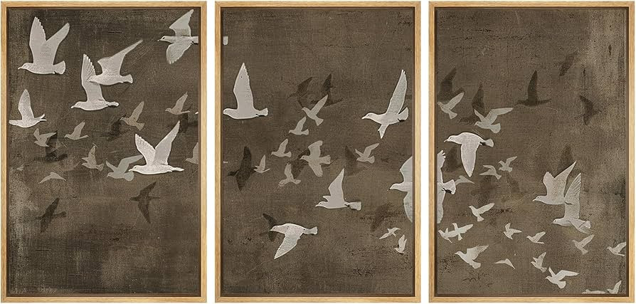 MUDECOR Framed Wall Art Print Set Flock of Abstract Birds in Flight Earthy Tones Illustrations Mo... | Amazon (US)