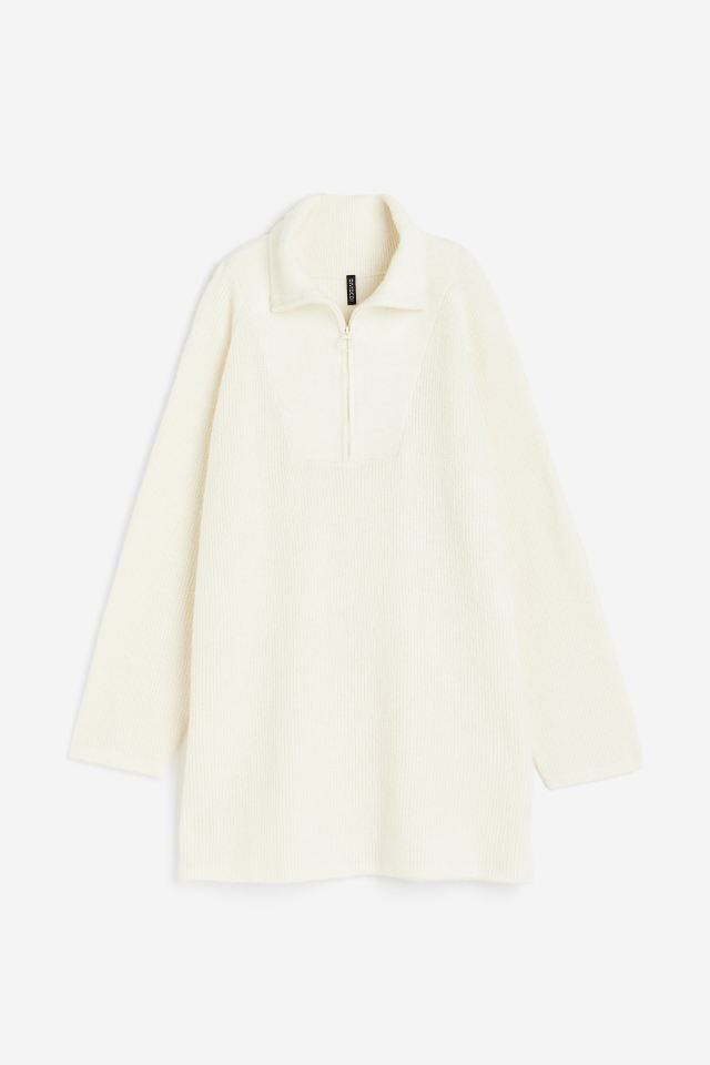 Oversized Half-zip Dress - Cream - Ladies | H&M US | H&M (US + CA)