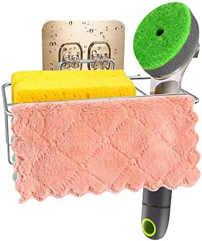 Amazon.com - Kitchen Sponge Holder for Sink Caddy, Adhesive Sink Dish Cloth Hanger Organizer Hold... | Amazon (US)