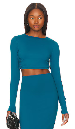 Long Sleeve Crop Top in Sea | Revolve Clothing (Global)