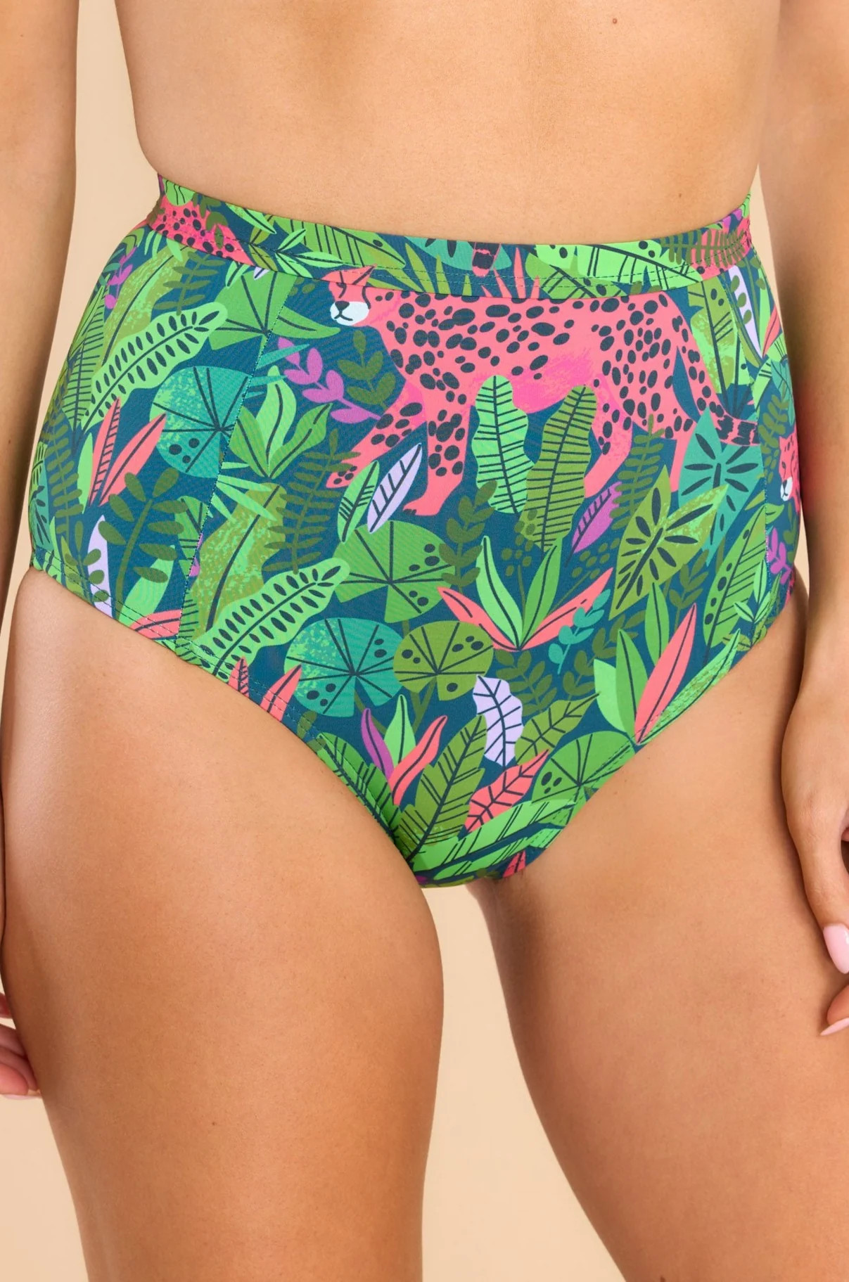 Rainforest Flair Green Multi Print Bikini Bottoms | Red Dress 