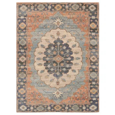 Rectangle Oriental Power Loomed Jute Indoor / Outdoor Area Rug in Blue/Red | Wayfair North America