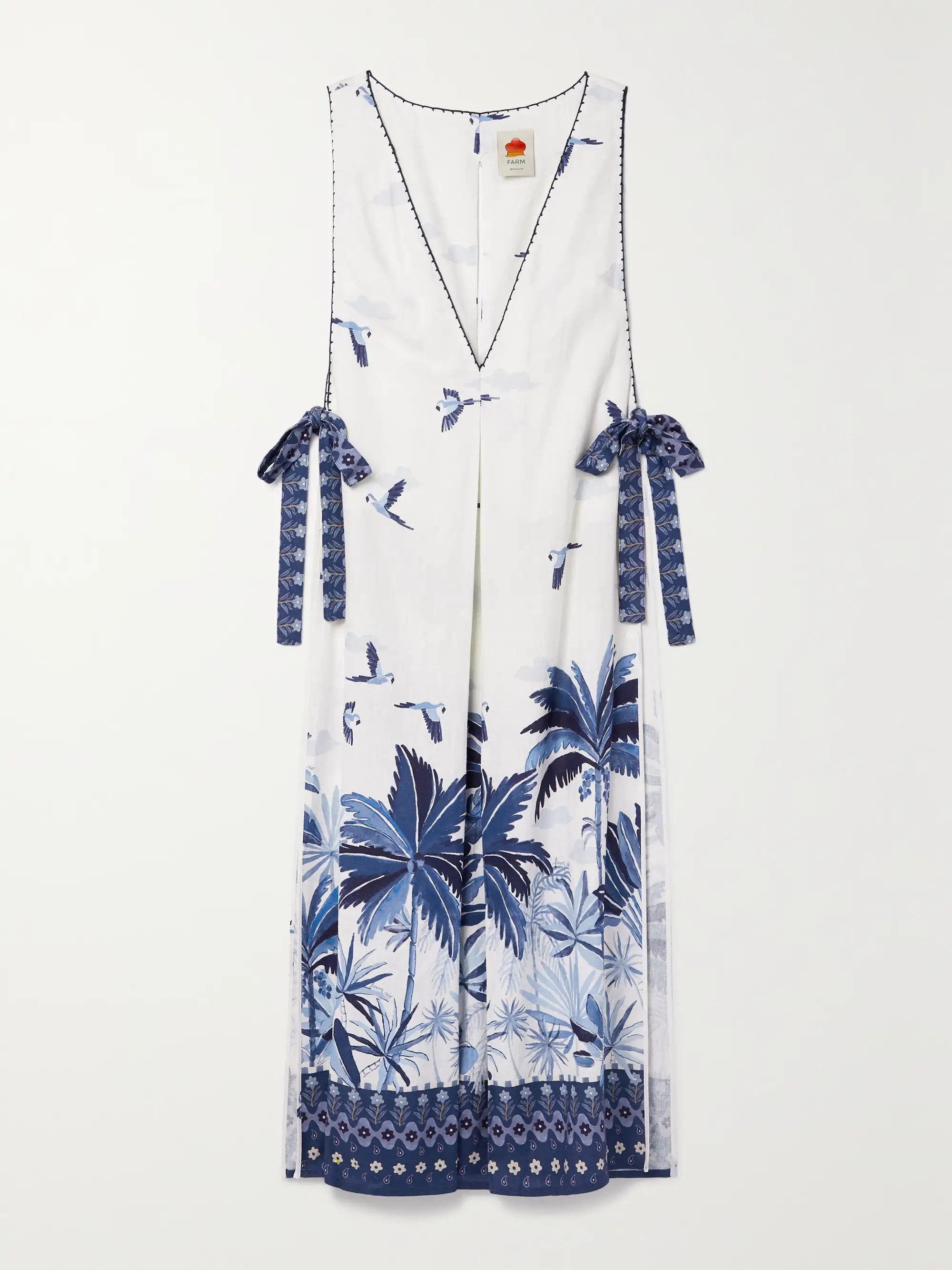Cutout printed linen-blend maxi dress | NET-A-PORTER (US)