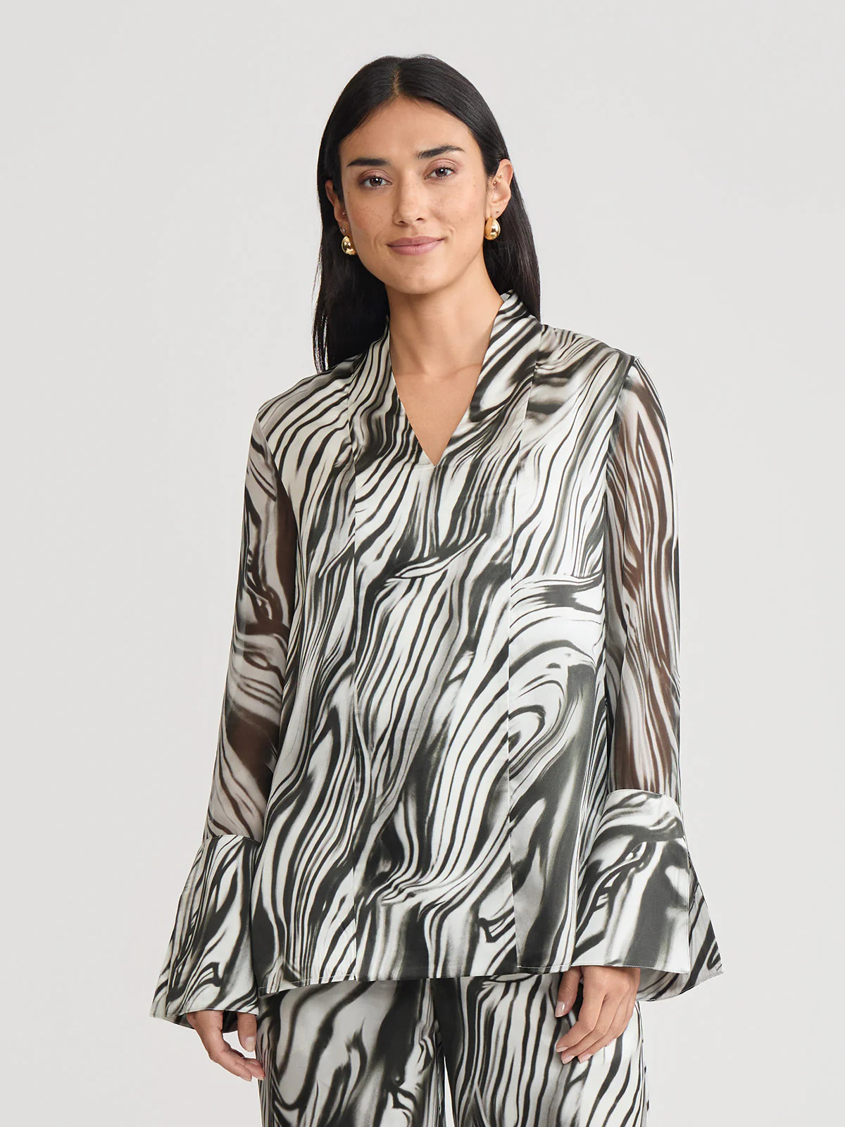 Marble Print Silk Tunic | Misook