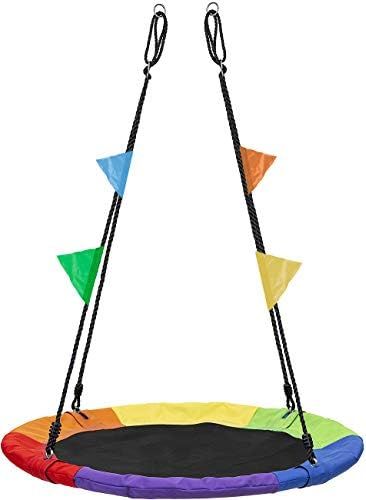 Sorbus Saucer Tree Swing 40 Inch in Multi-Color Rainbow – Kids Indoor/Outdoor Round Mat Swing ... | Amazon (US)