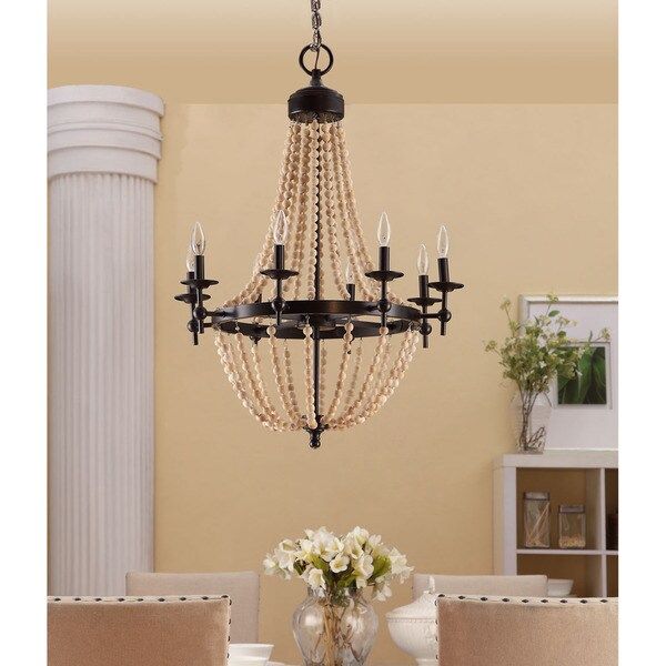 Sonoma Natural Beaded Brown 8-light Chandelier | Bed Bath & Beyond